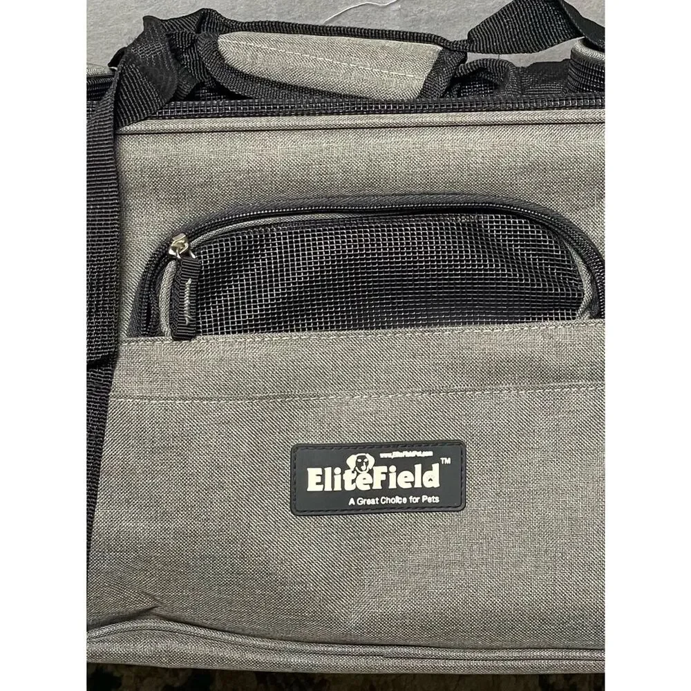 EliteField Gray & Black Soft Fabric Pet Carrier for Cats & Small Dogs